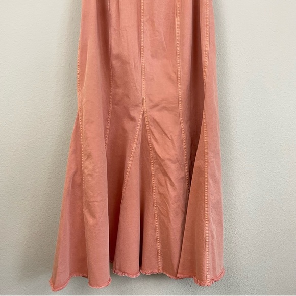 NWT Pilcro By Anthropologie Coral Strapless Denim Maxi Dress Icon Fluted Size L NWT Pilcro By Anthropologie Coral Strapless Denim Maxi Dress Icon Fluted Size L